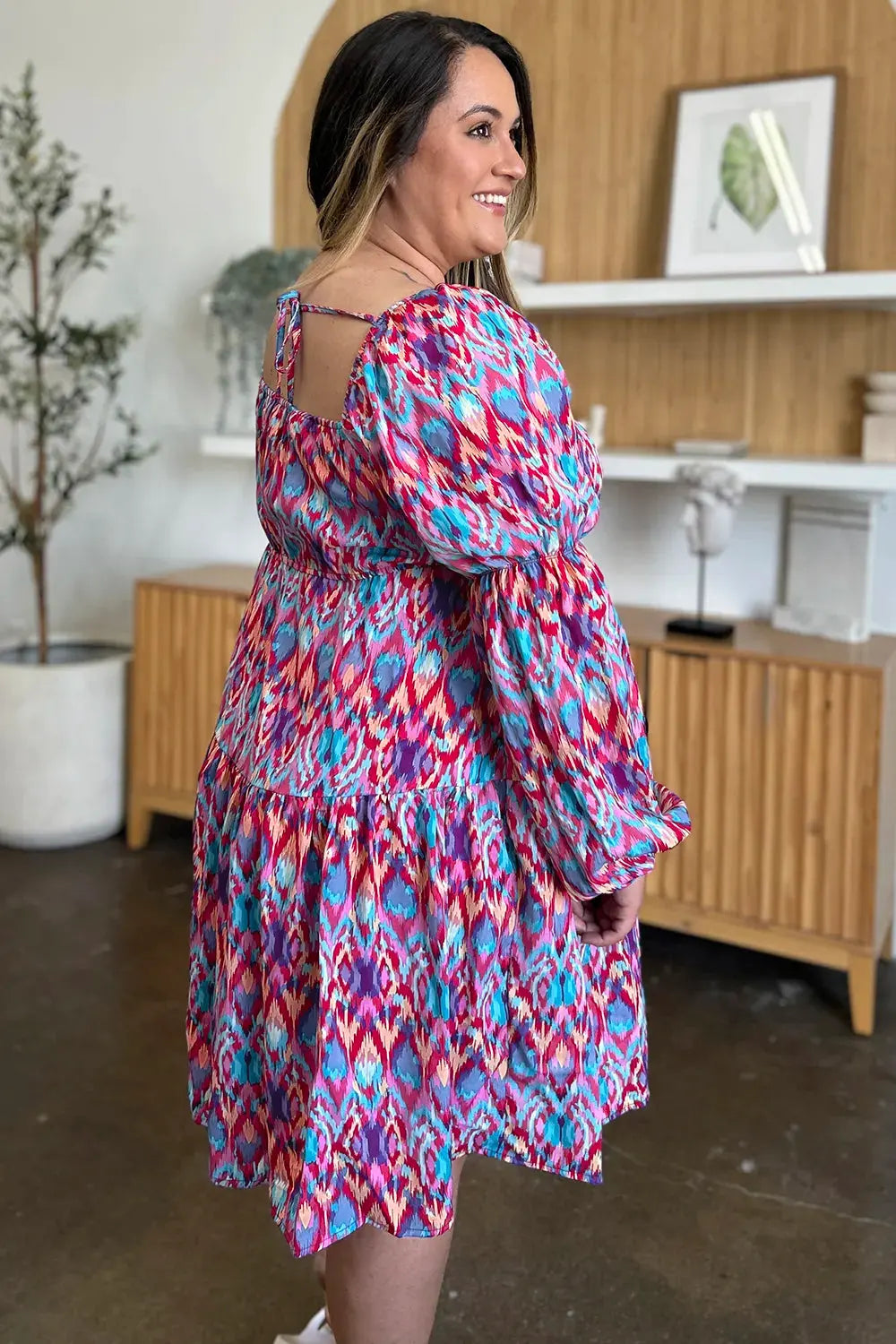 Double Take Full Size Printed Long Sleeve Dress by Double Take