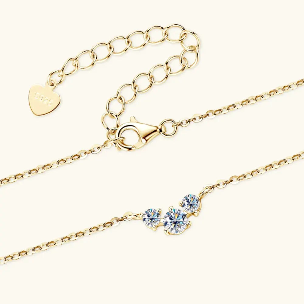 925 Sterling Silver Inlaid Moissanite Necklace by Partner Label