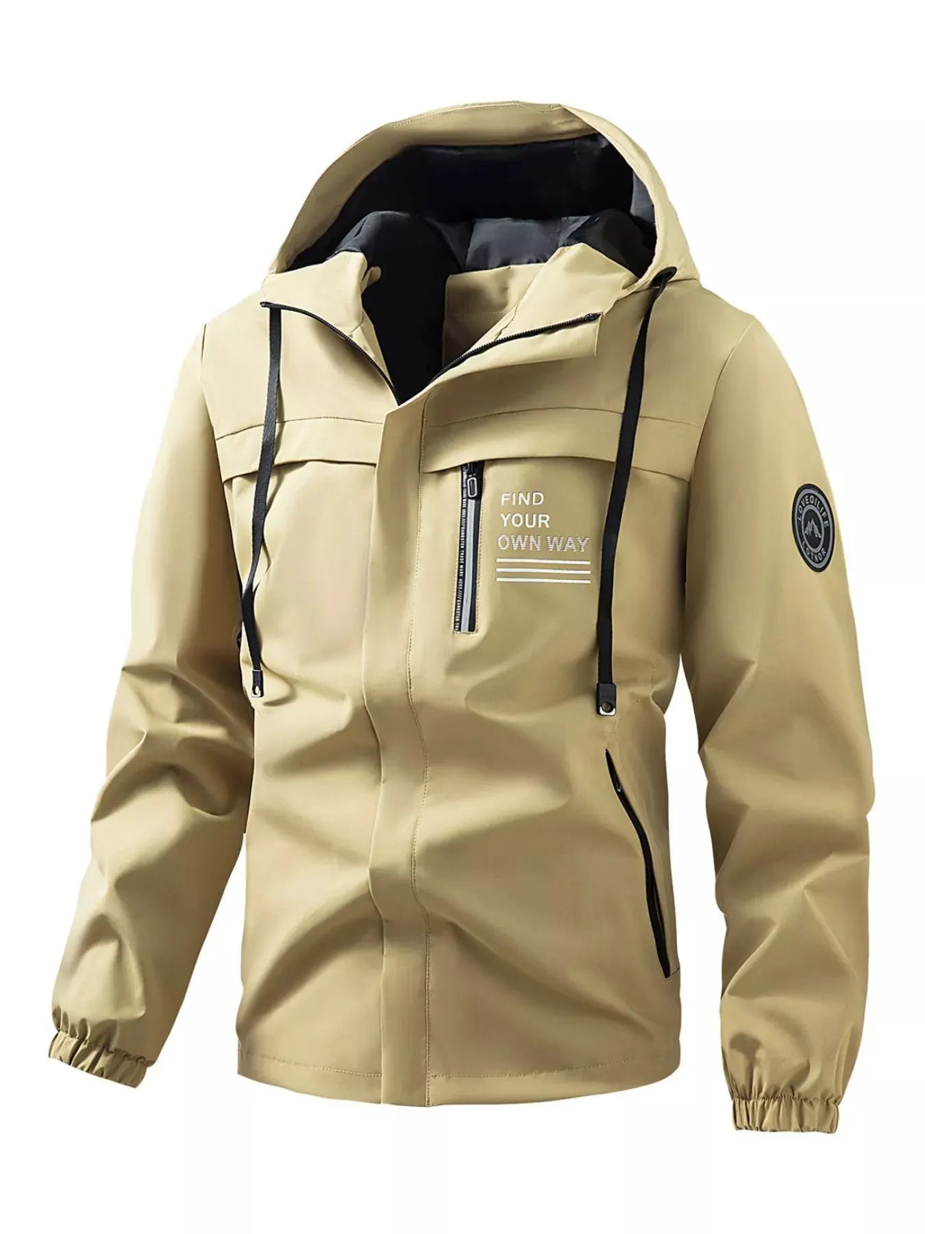 Men's Plus Size Hooded Outdoor Windproof Jacket by Partner Label