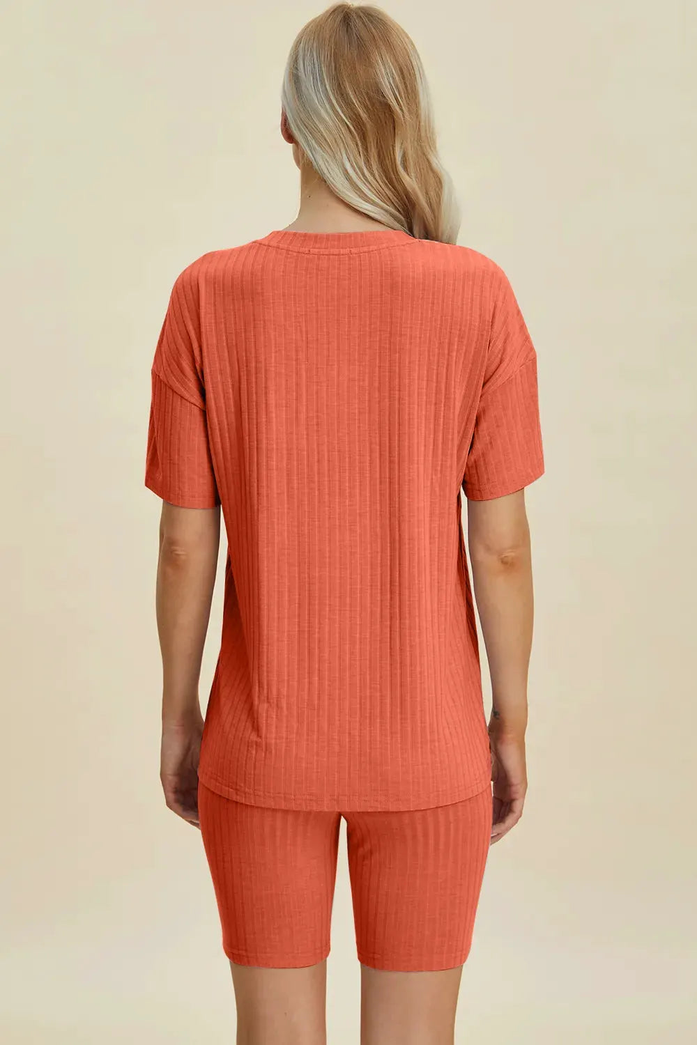Basic Bae Full Size Ribbed V-Neck Short Sleeve Top and Shorts Set by Basic Bae