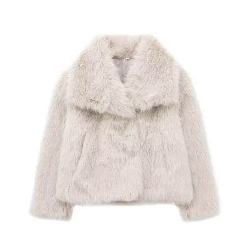 Winter Plush Coat Fashion Warm Thicken Fluffy Lapel Jacket Outwear Casual Long Sleeve Tops Womens Clothing by Maiden-Art