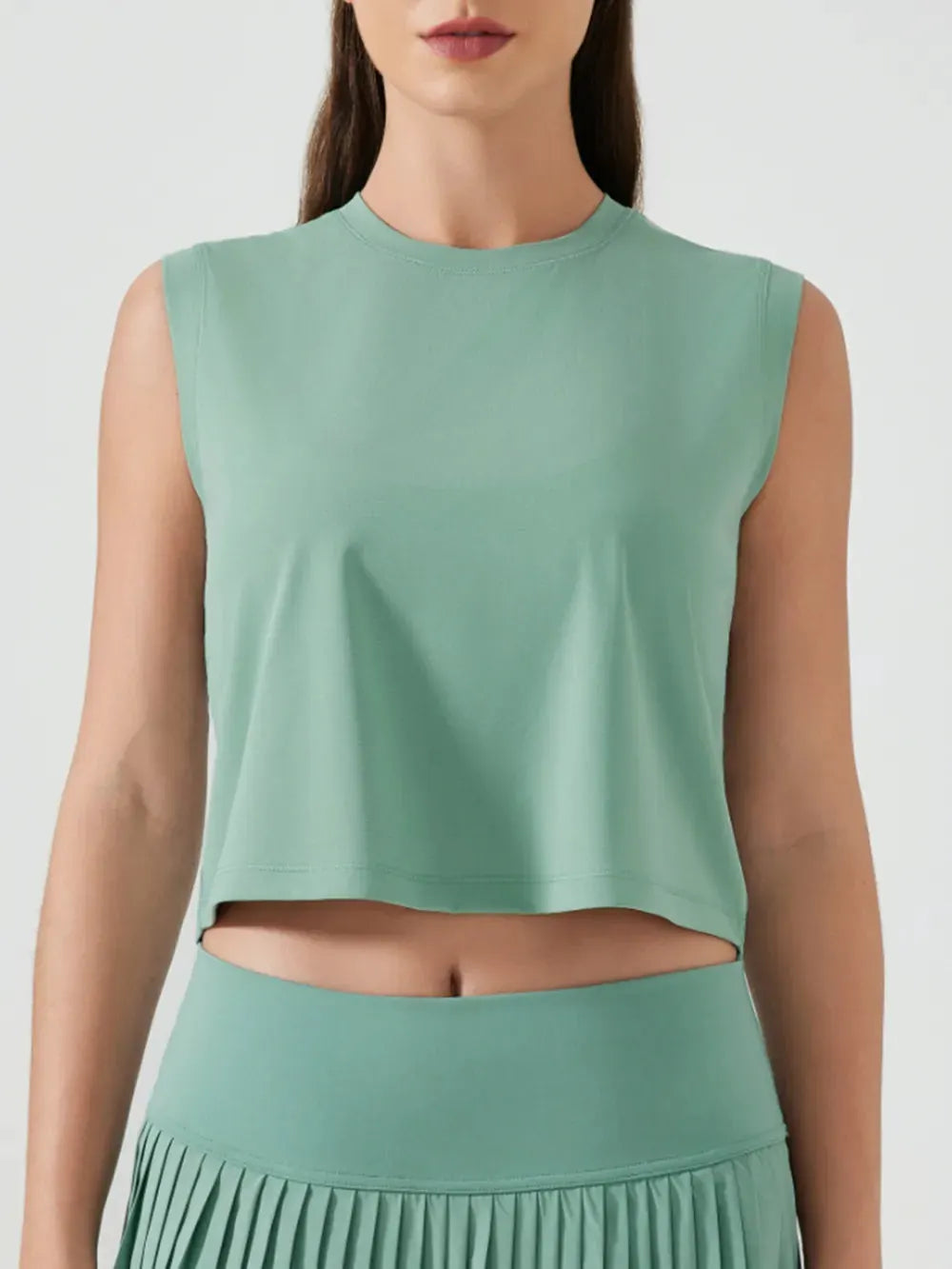 Millennia Round Neck Cropped Active Tank by Millennia