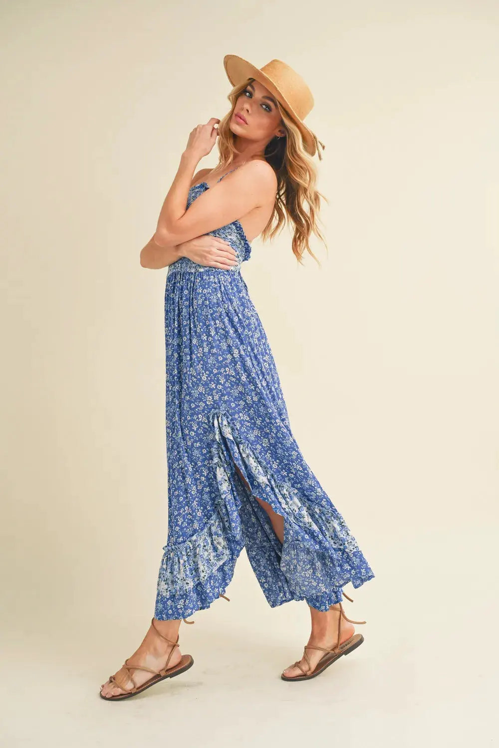 Aemi + Co Ditsy Floral Ruffled Hem Maxi Cami Dress by Partner Label
