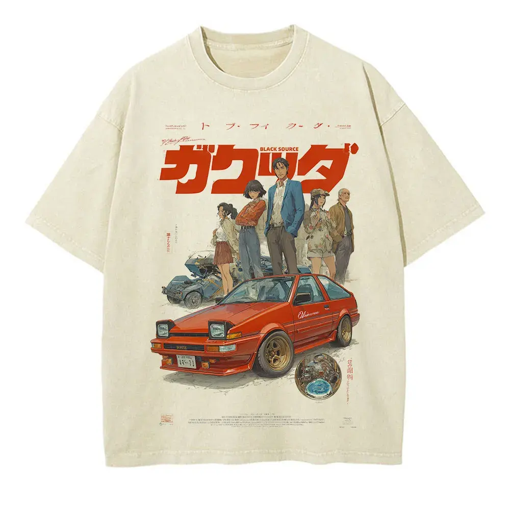 Japanese Kanji Dog Cat Graphic T Shirt Men Harajuku Streetwear Vintage Cotton Tee White by Vimost Shop