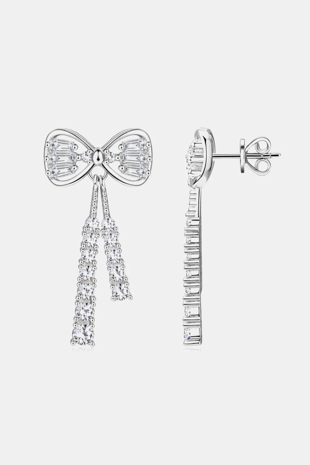 1.12 Carat Moissanite 925 Sterling Silver Bow Earrings by Partner Label