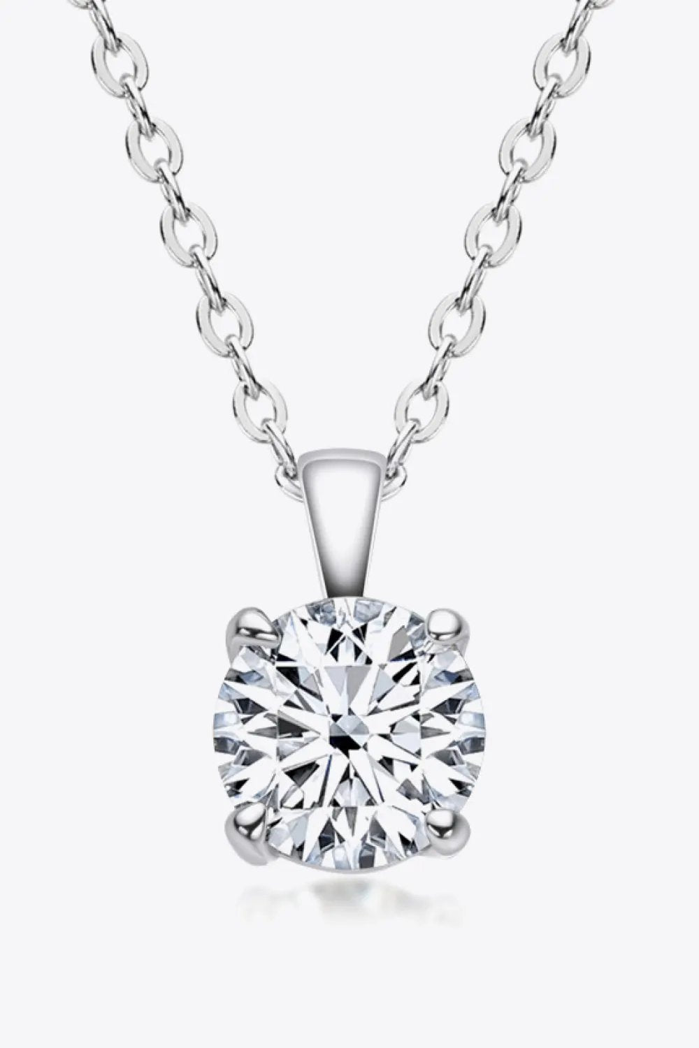925 Sterling Silver 1 Carat Moissanite Chain-Link Necklace by Partner Label