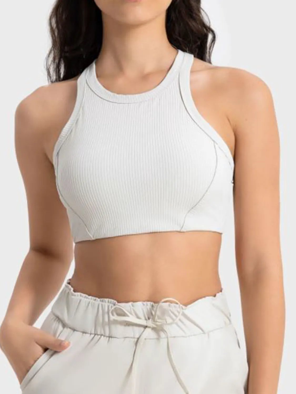 Millennia Wide Strap Cropped Sport Tank by Millennia