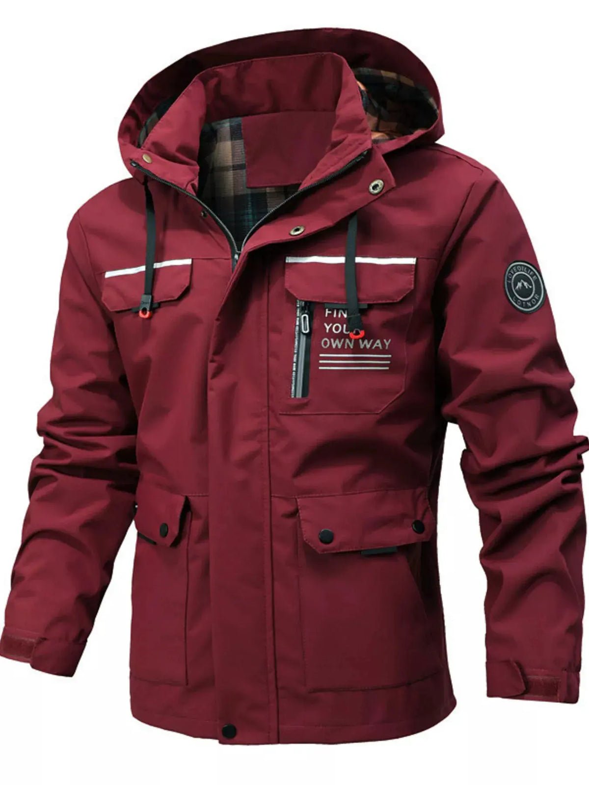 Men's Plus Size Hooded Outdoor Windproof Coat by Partner Label