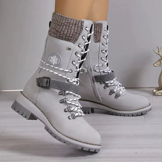 Lace Up Block Heel Boots by Partner Label