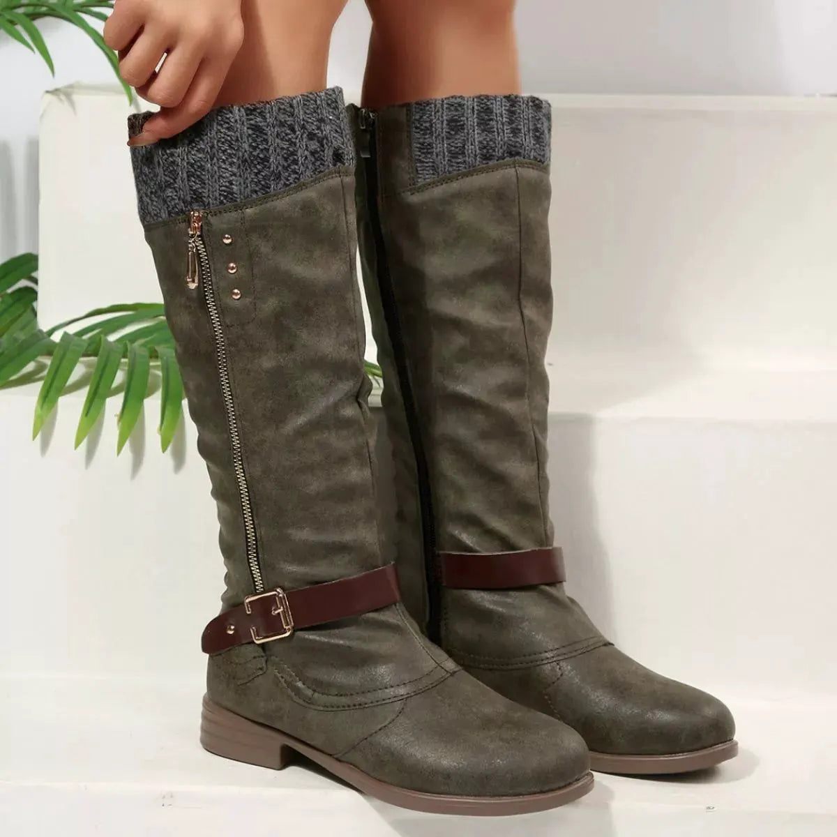 Round Toe Block Heels Boots by Partner Label