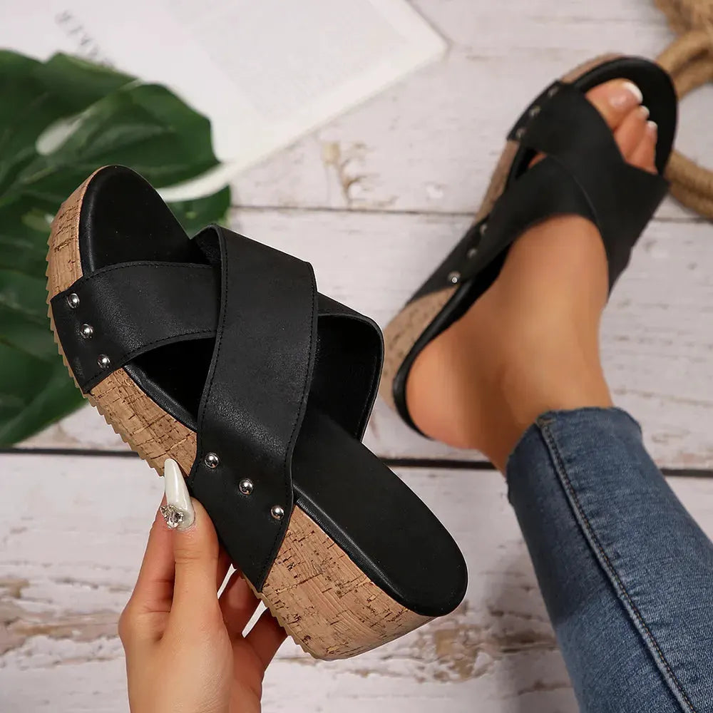 Open Toe Wedge Sandals by Partner Label