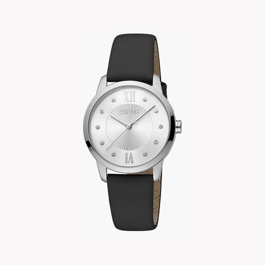Esprit Women's Black Leather Watch, Silver Dial | ES1L276L1015 by ESPRIT