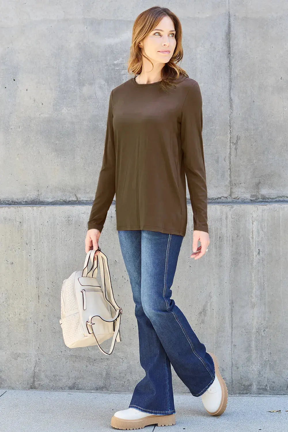 Basic Bae Full Size Round Neck Long Sleeve Top | Partner Labels Selection by Partner Label