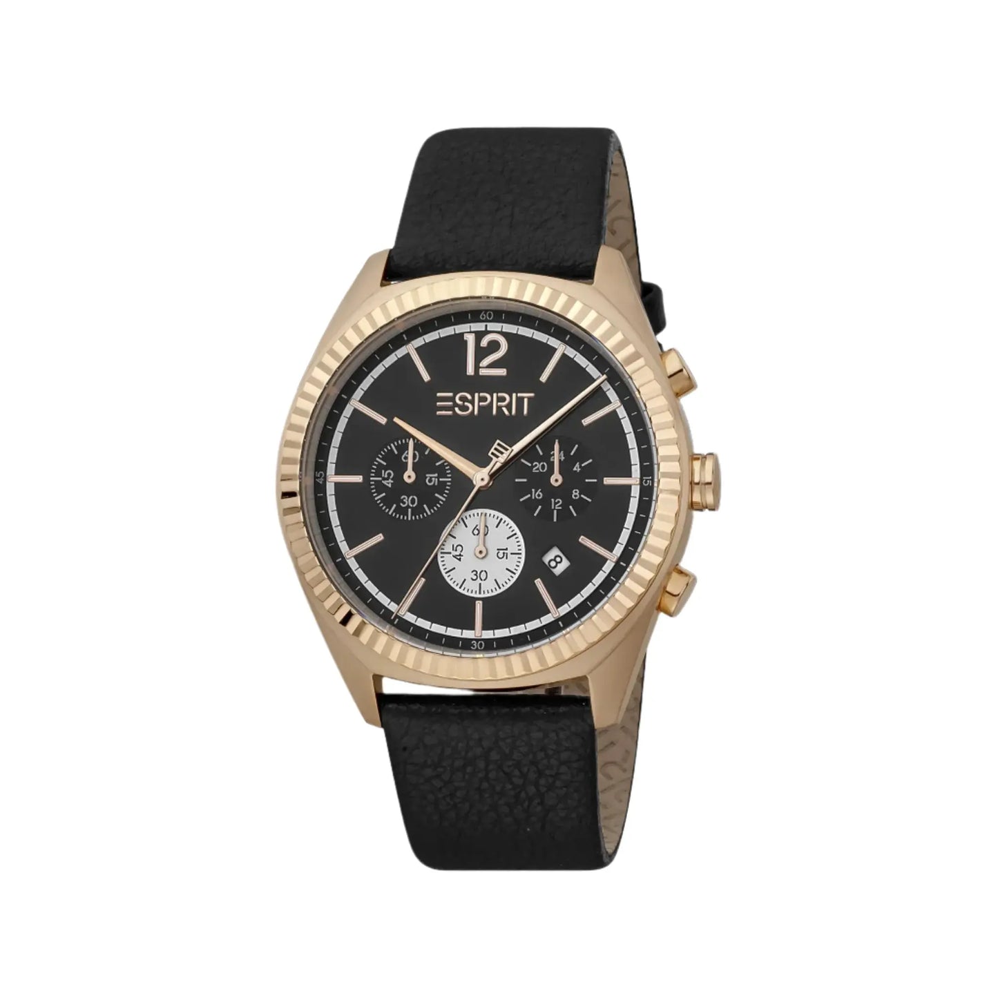 Esprit Men's Black Leather Watch, Black Dial | Es1g018m0065 by ESPRIT