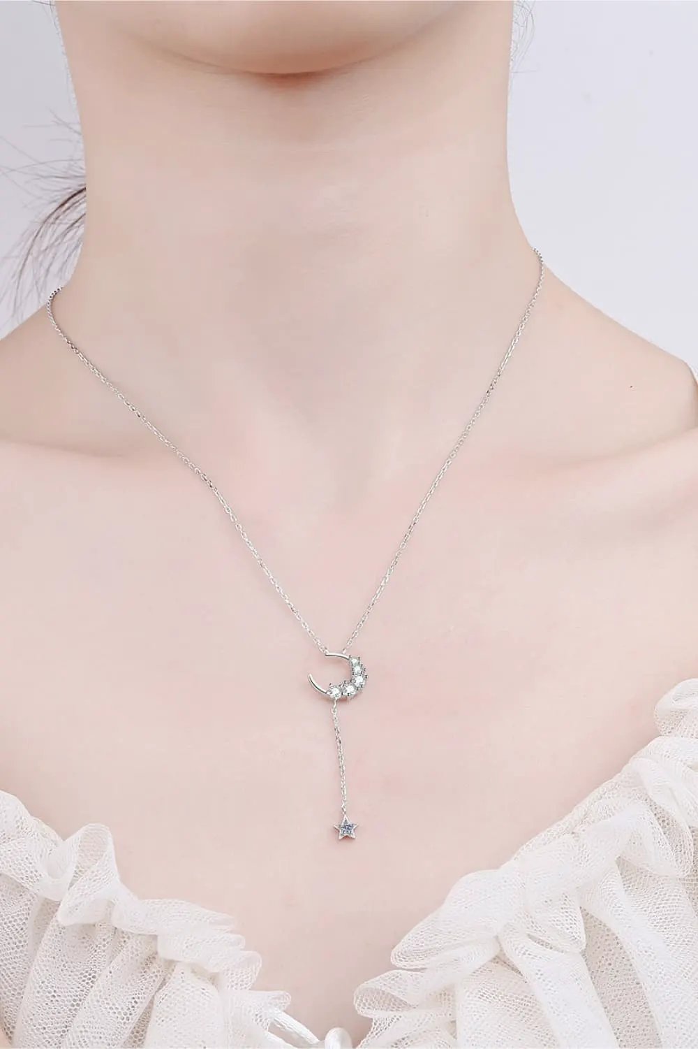 Star & Moon Moissanite Necklace by Partner Label
