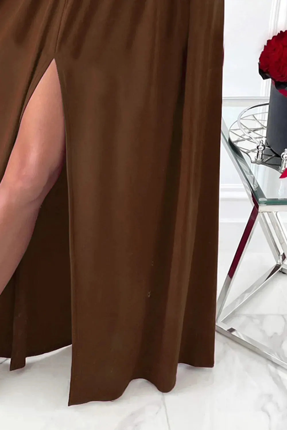 Slit Surplice Long Sleeve Maxi Dress by Partner Label