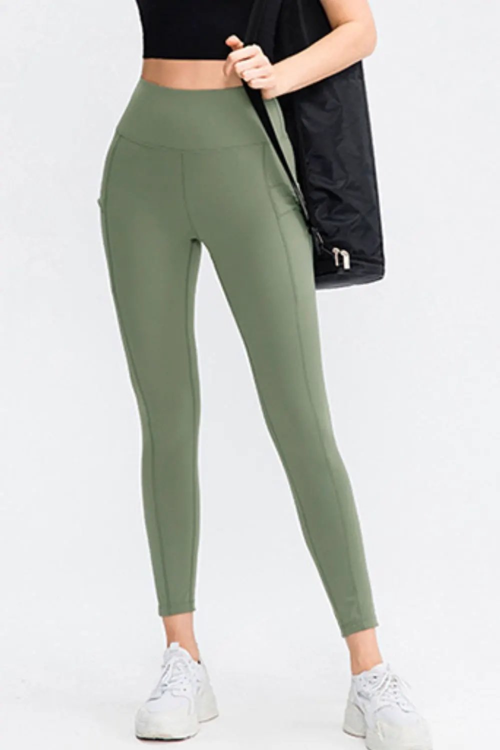Wide Waistband Slim Fit Long Sports Pants with Pocket by Partner Label