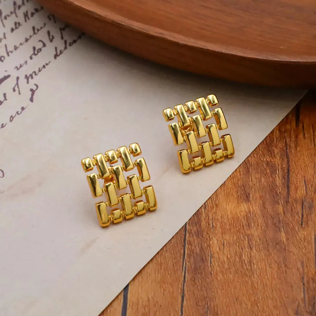 18K Gold-Plated Geometric Stud Earrings by Partner Label