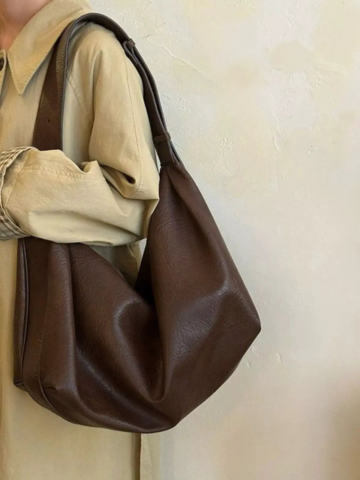 Large Capacity Faux Leather Tote Bag by Partner Label