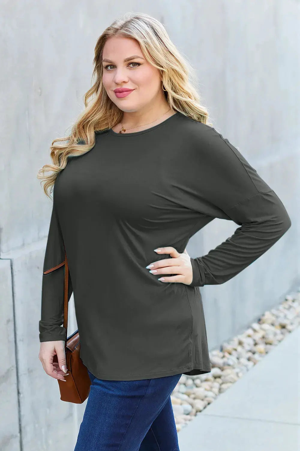 Basic Bae Full Size Round Neck Dropped Shoulder T-Shirt by Basic Bae