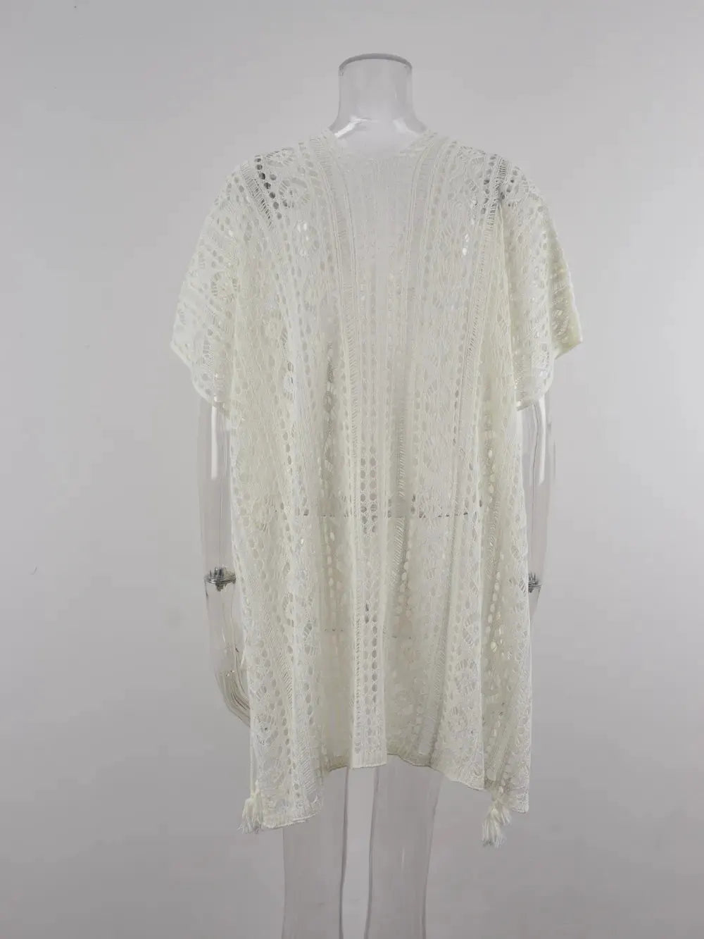 Angel Wings Cutout V-Neck Cover-Up with Tassel by Partner Labels