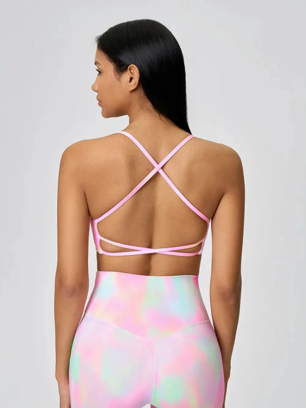 Millennia Crisscross Back Scoop Neck Active Cami with Detachable Chest Pads by Millennia