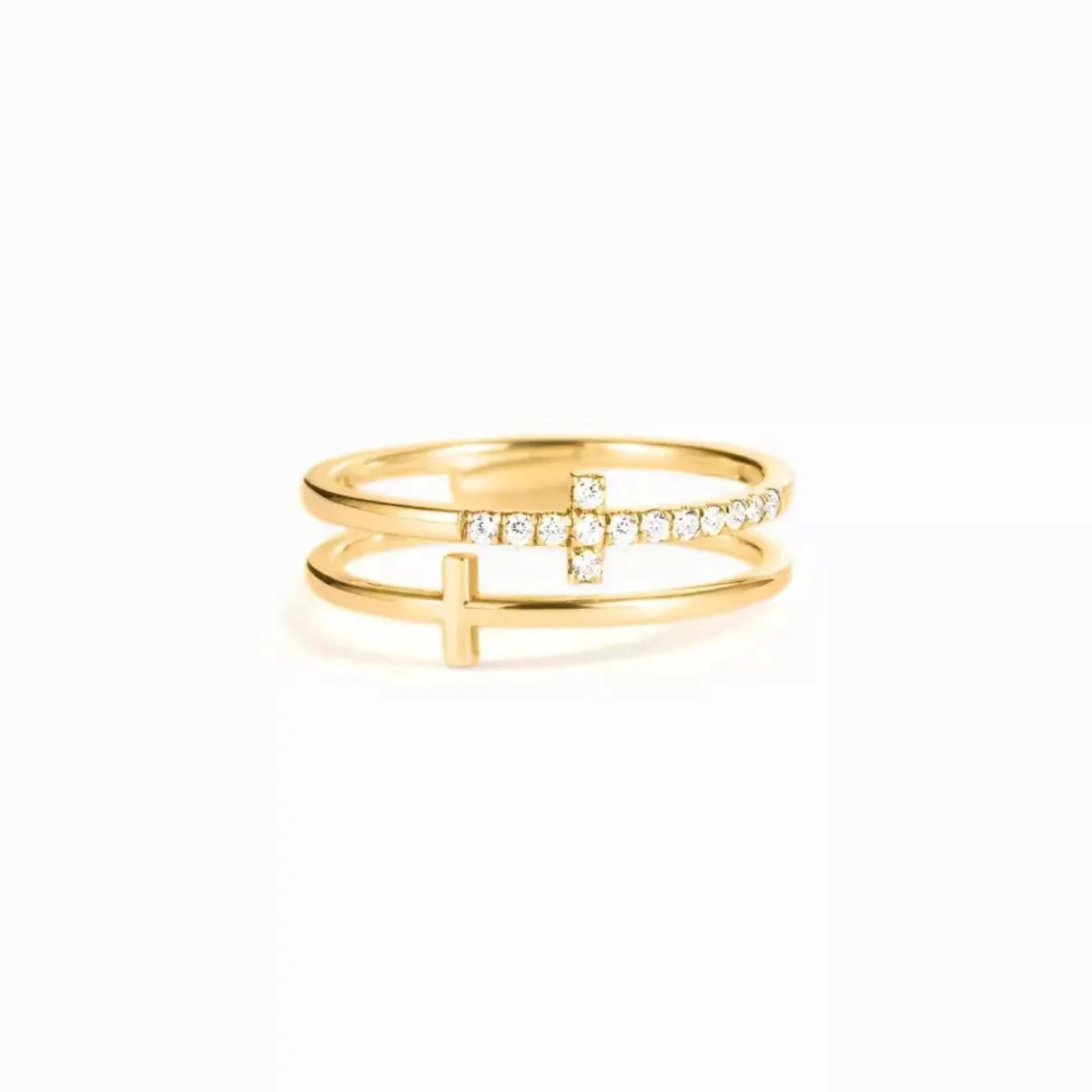 Double Band Cross Ring by Partner Label