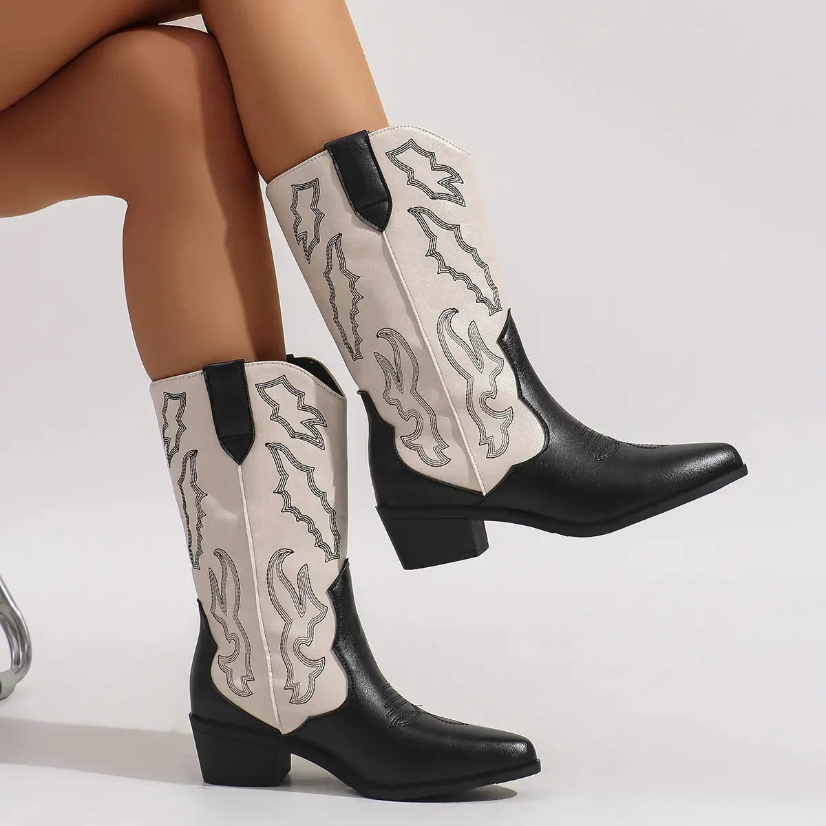 Point Toe Block Heels Boots by Partner Label