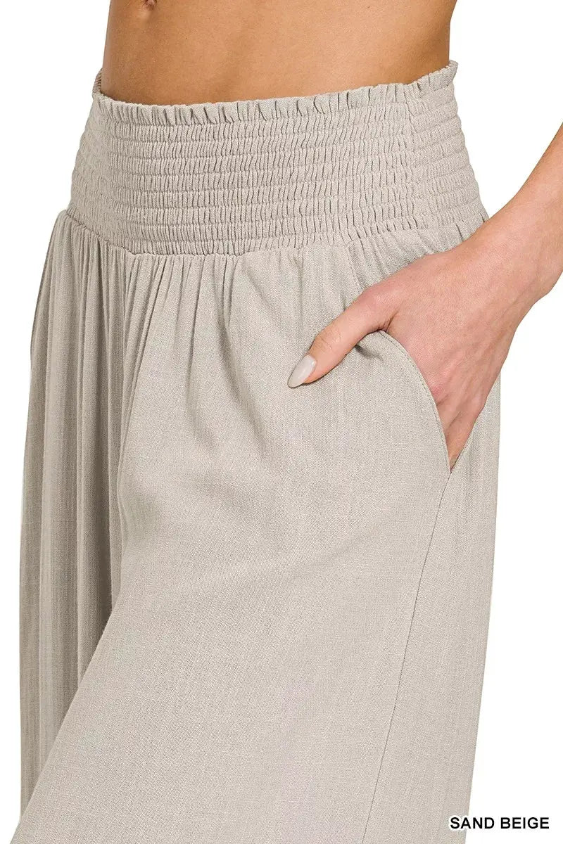 Zenana Smocked Waistband Wide Leg Lounge Pants by Zenana