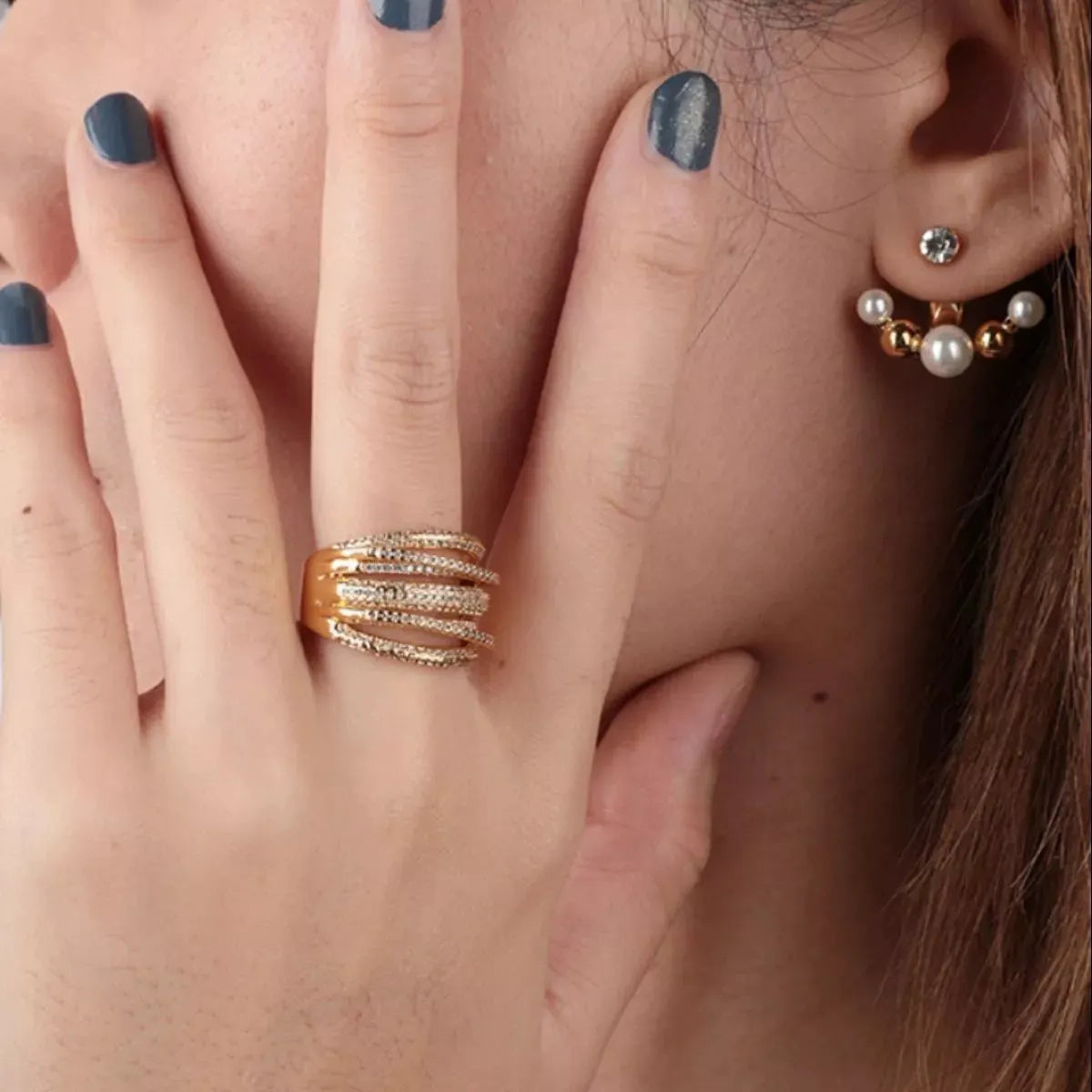 18K Gold-Plated Multi-Row Ring by Partner Label