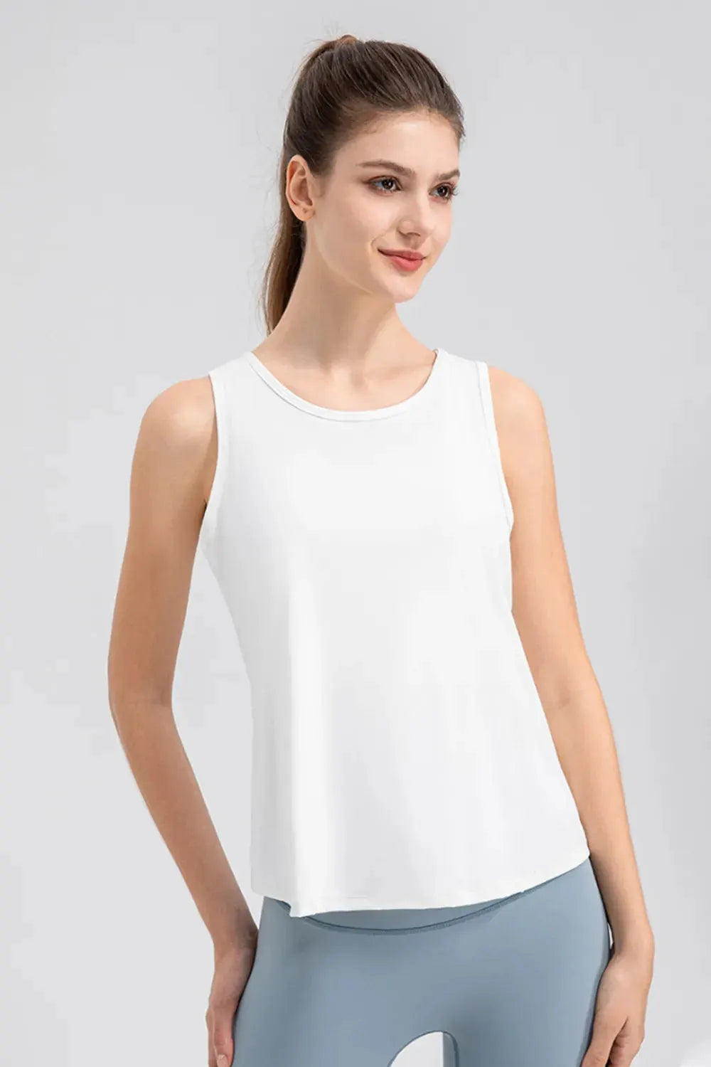 Wide Strap Round Neck Active Tank by Partner Label