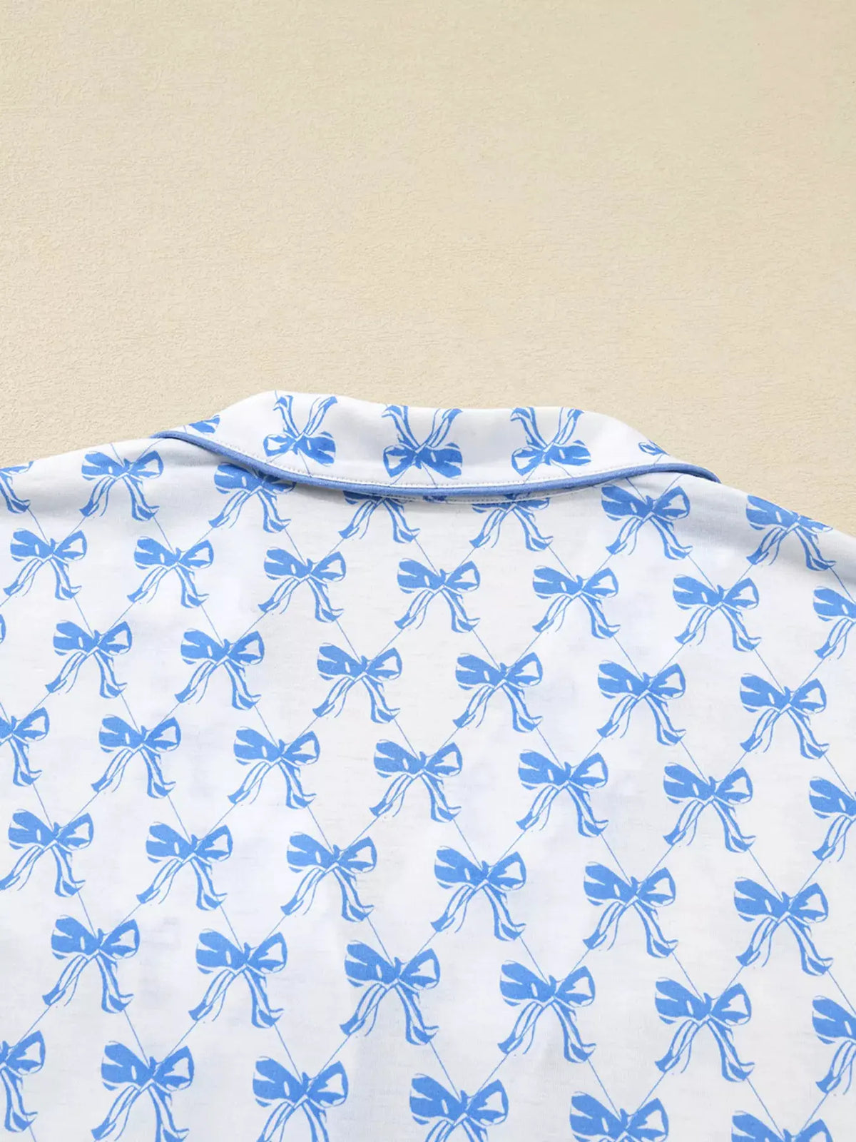 Bow Print Long Sleeve Shirt and Pants Pajama Set by Partner Label