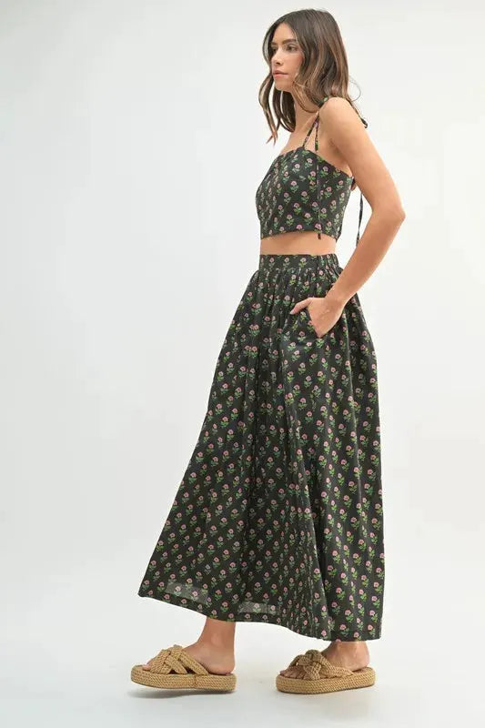 MABLE Floral Crop Top and Skirt Set by MABLE