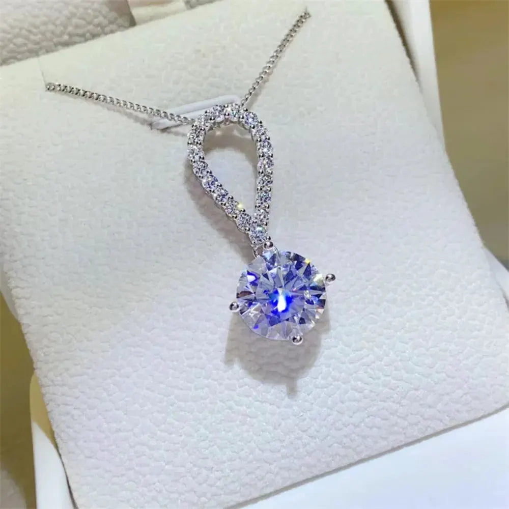 5 Carat Moissanite 925 Sterling Silver Teardrop Necklace by Partner Labels