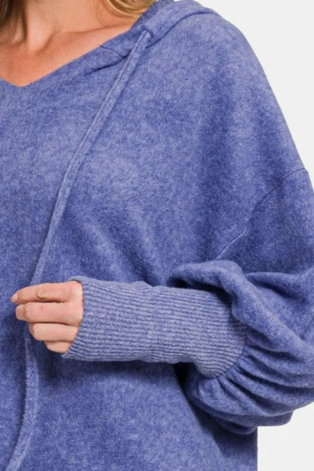 Zenana Brushed Hacci Drop Shoulder Cropped Hoodie by Zenana