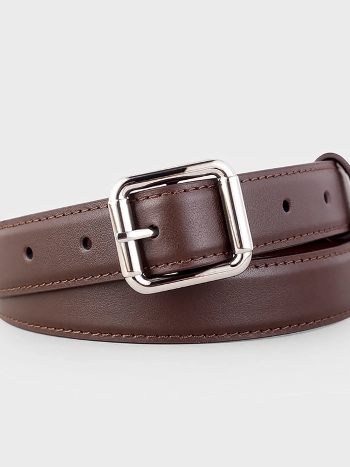 Square Buckle Leather Belt by Trendsi