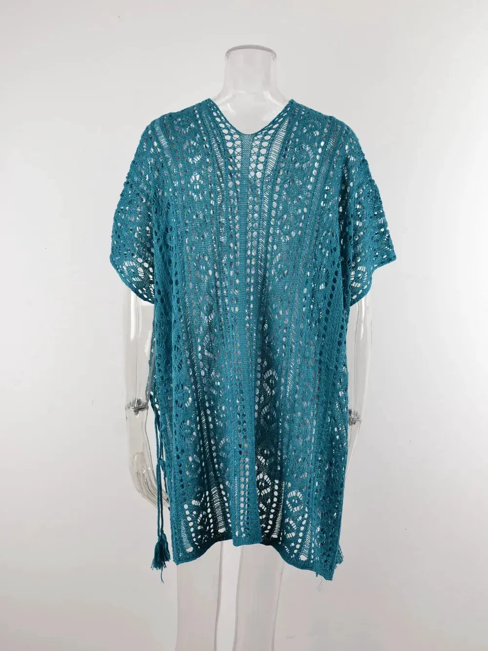 Angel Wings Cutout V-Neck Cover-Up with Tassel by Partner Labels