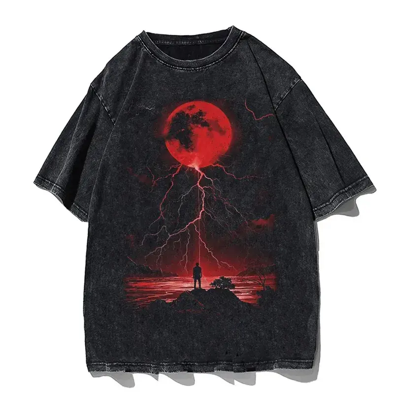 Hip-Hop Skull T-Shirt Men Vintage Harajuku Y2K Streetwear Black Cotton Tee by Vimost Shop