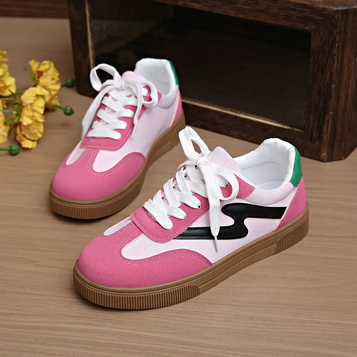 Round Toe Lace Up Sneakers by Partner Label