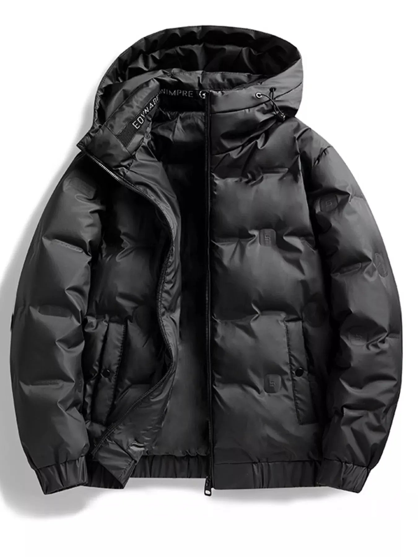 Men's Plus Size Hooded Padded Puffer Jacket by Partner Label