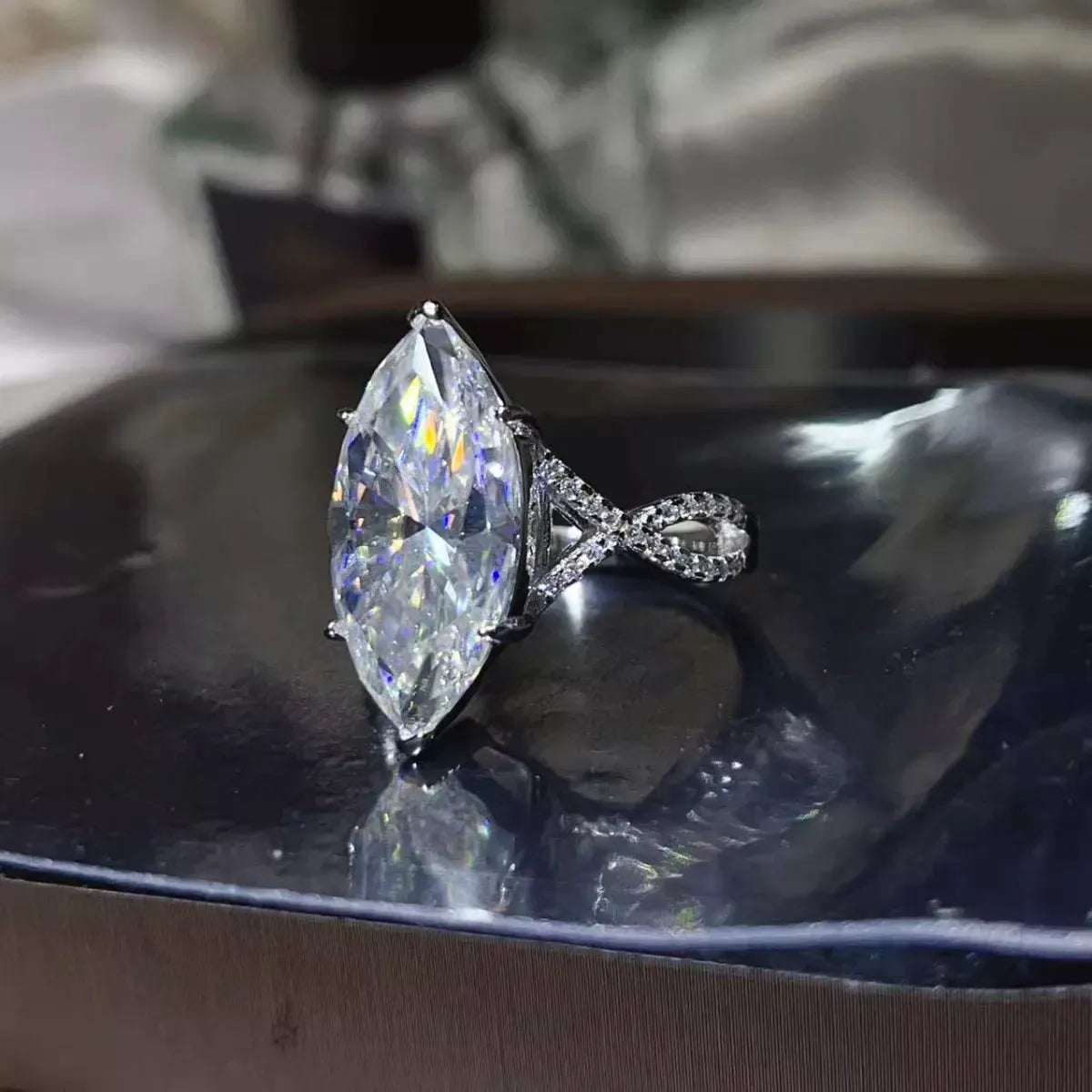 10 Carat Moissanite 925 Sterling Silver Ring by Partner Label