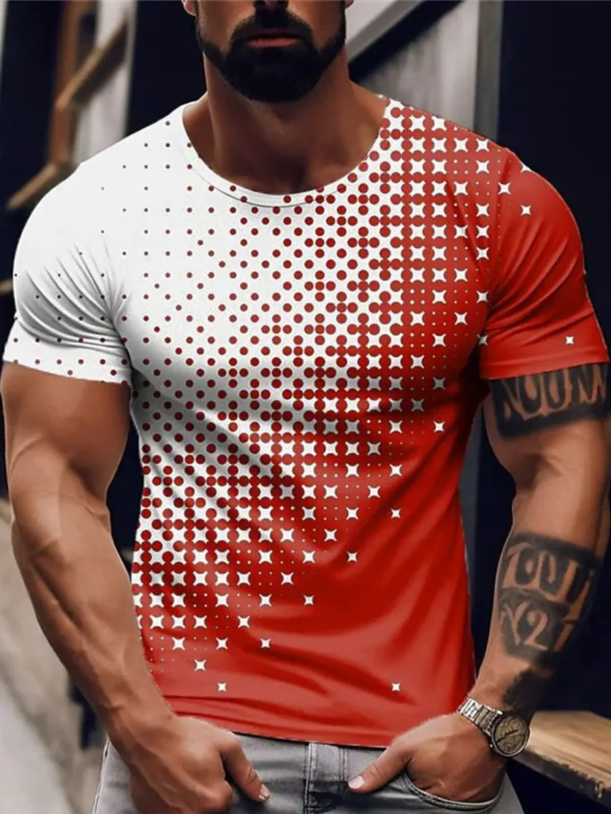 Men's Full Size Gradient Dot Print T-Shirt Plus Size by Trendsi