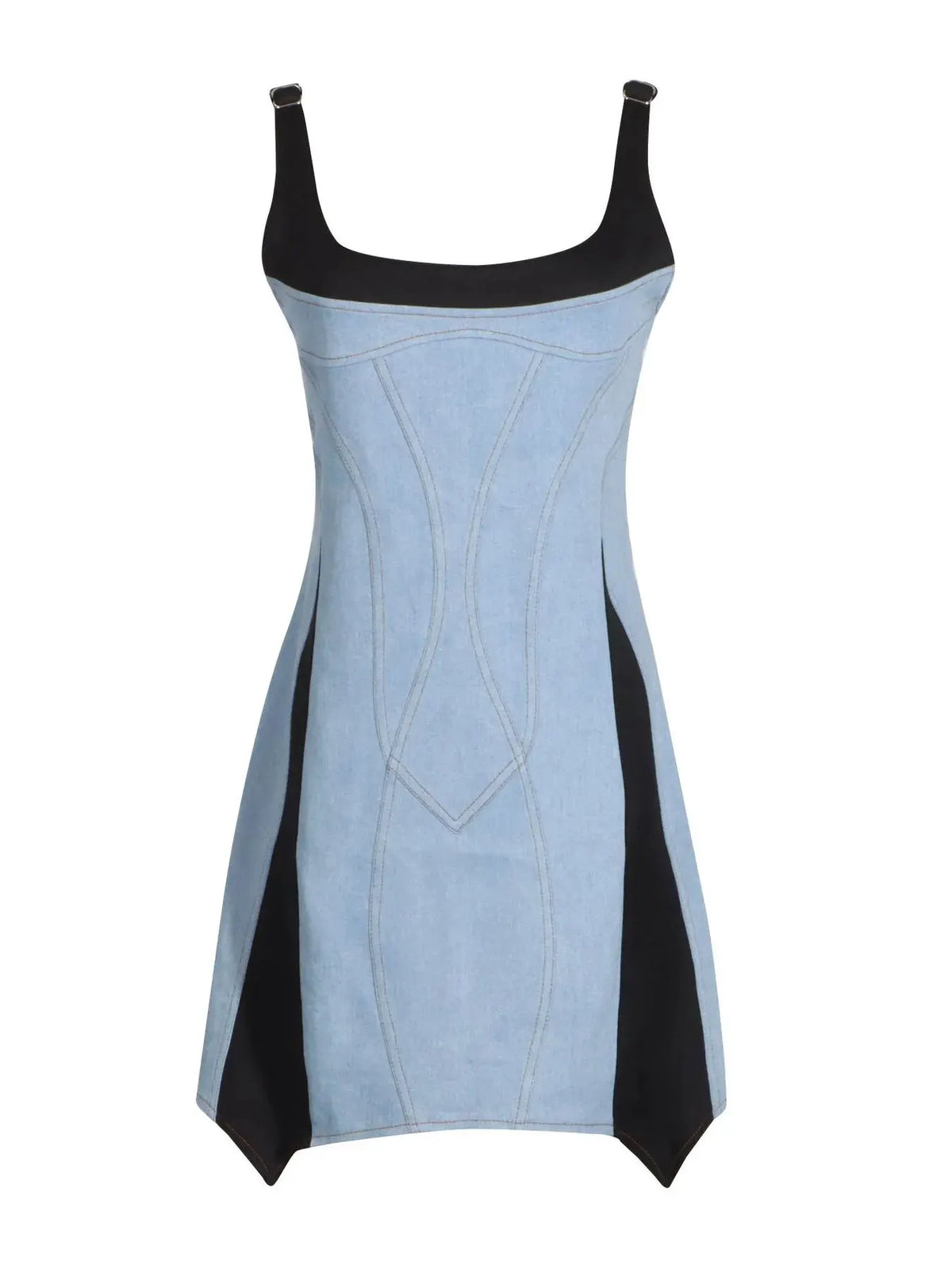 Contrast Adjustable Strap Denim Dress by Partner Label