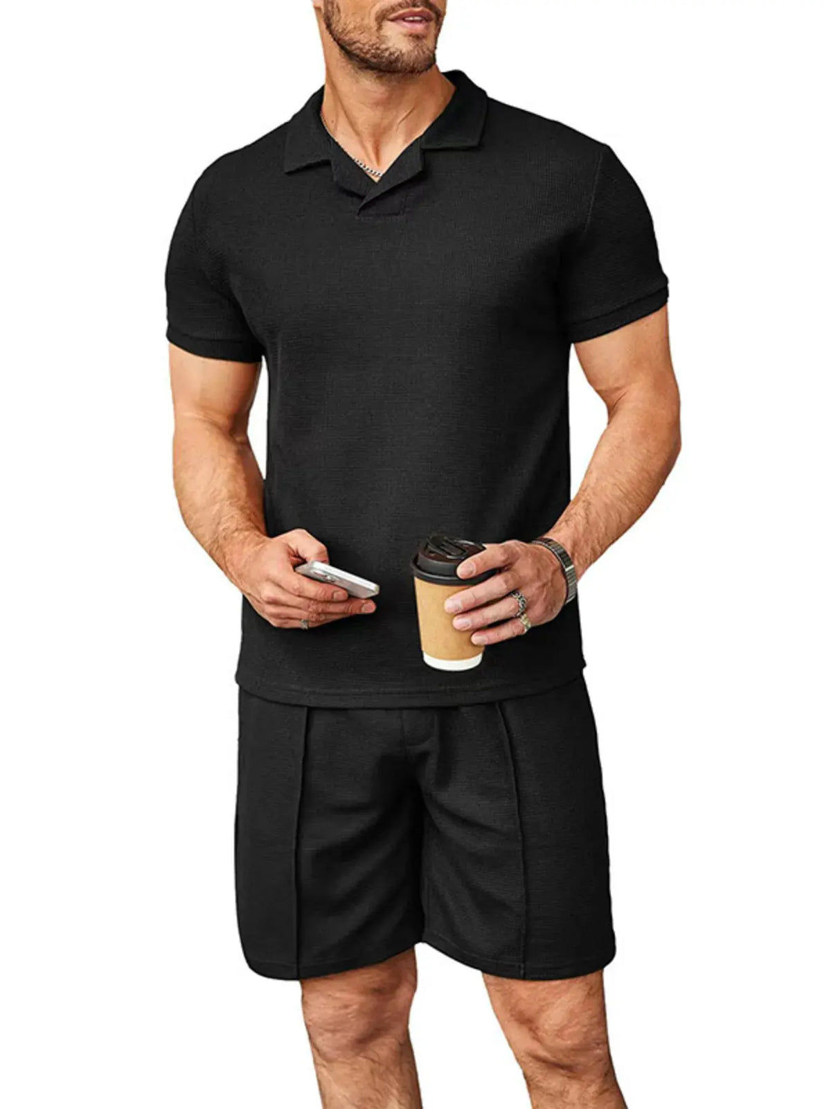 Men's Plus Size Short Sleeve Top and Shorts Set by Trendsi
