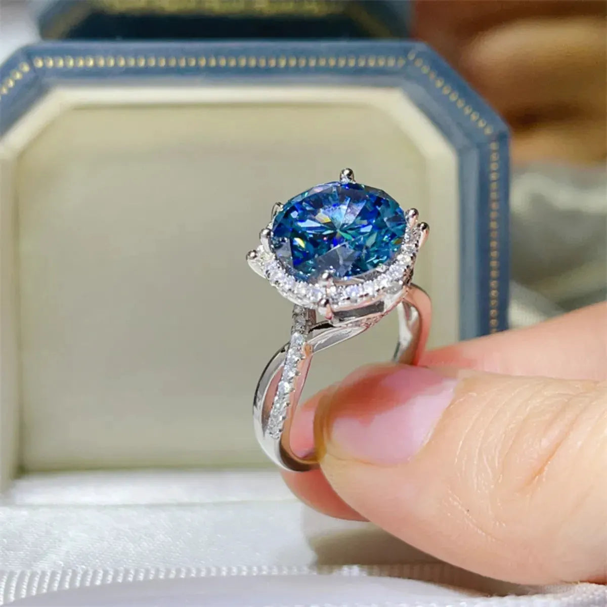 5 Carat Moissanite Halo Engagement Ring by Partner Label