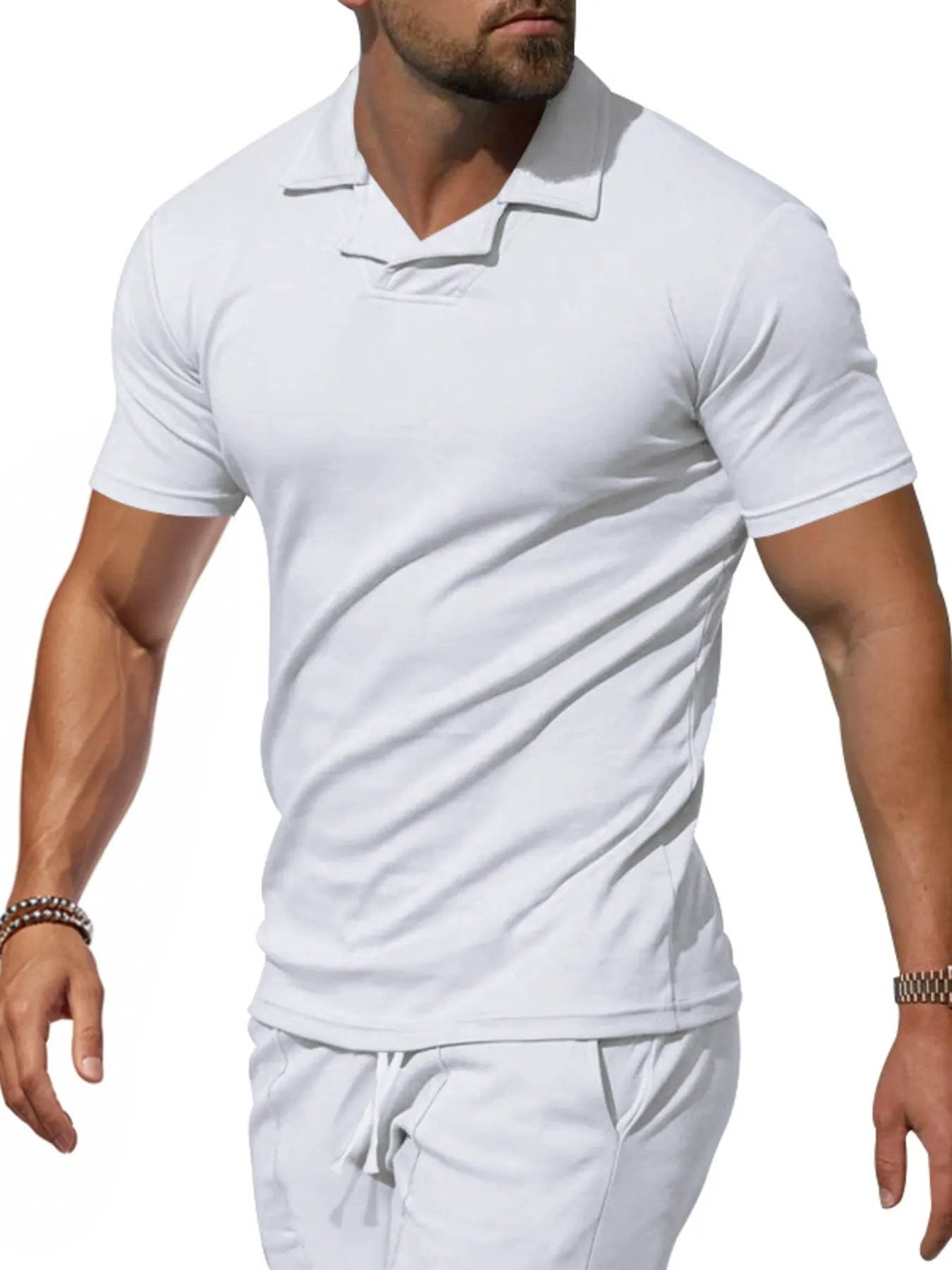 Men's Full Size Casual Short Sleeve Polo Plus Size by Trendsi