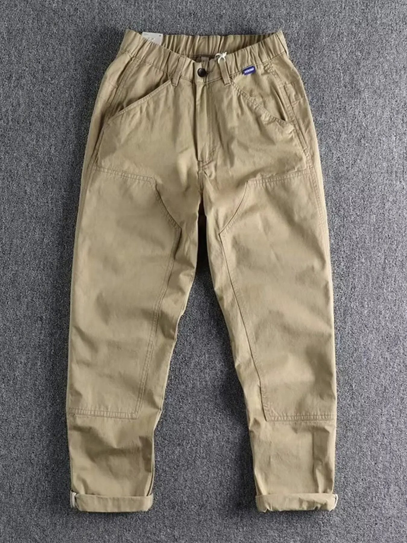 Men's Plus Size Casual Elastic Waist Cargo Pants by Partner Label
