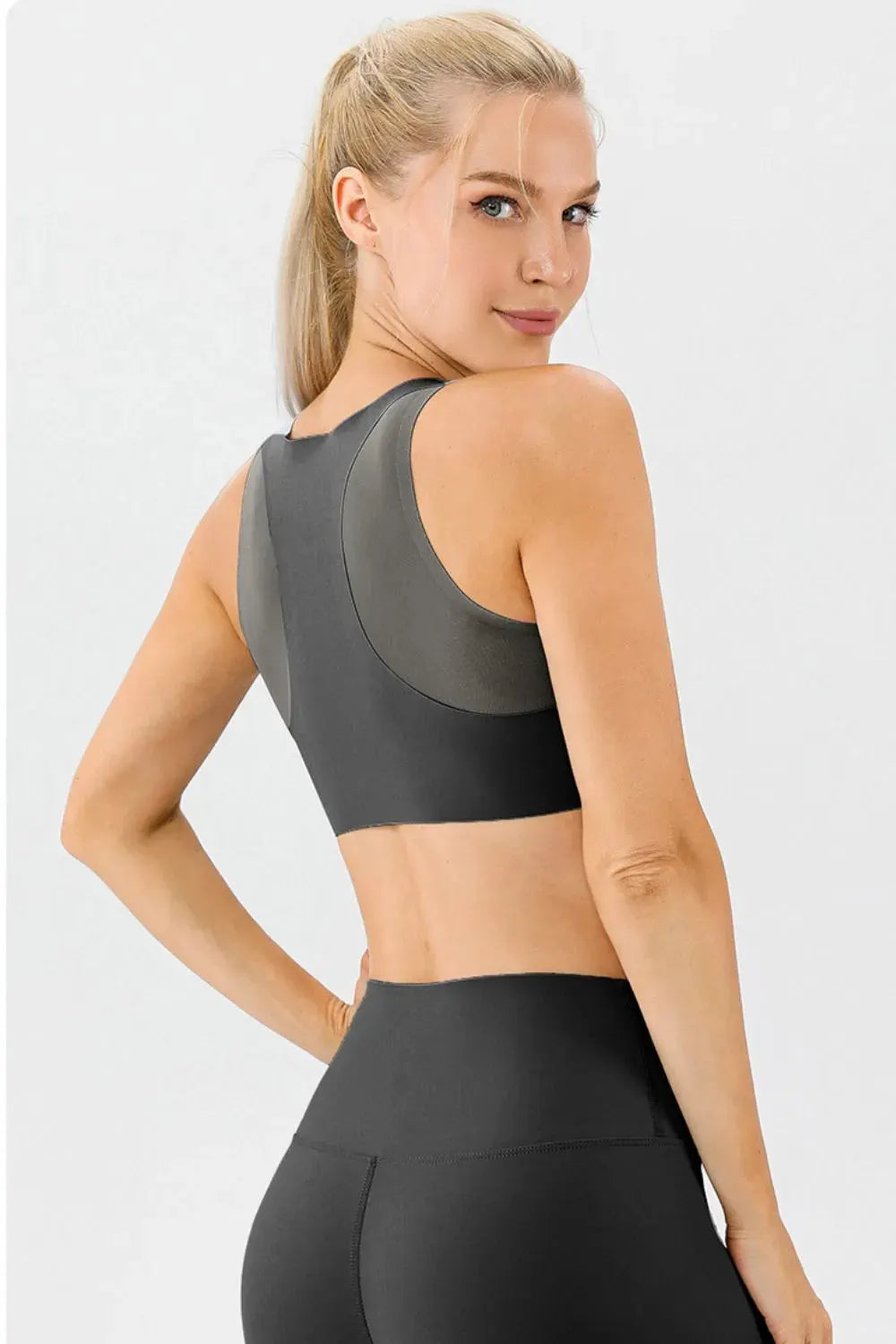 Round Neck Wide Strap Active Bra by Partner Label