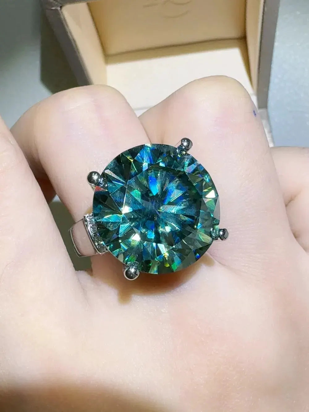 20 Carat Moissanite 925 Sterling Silver Ring by Partner Label