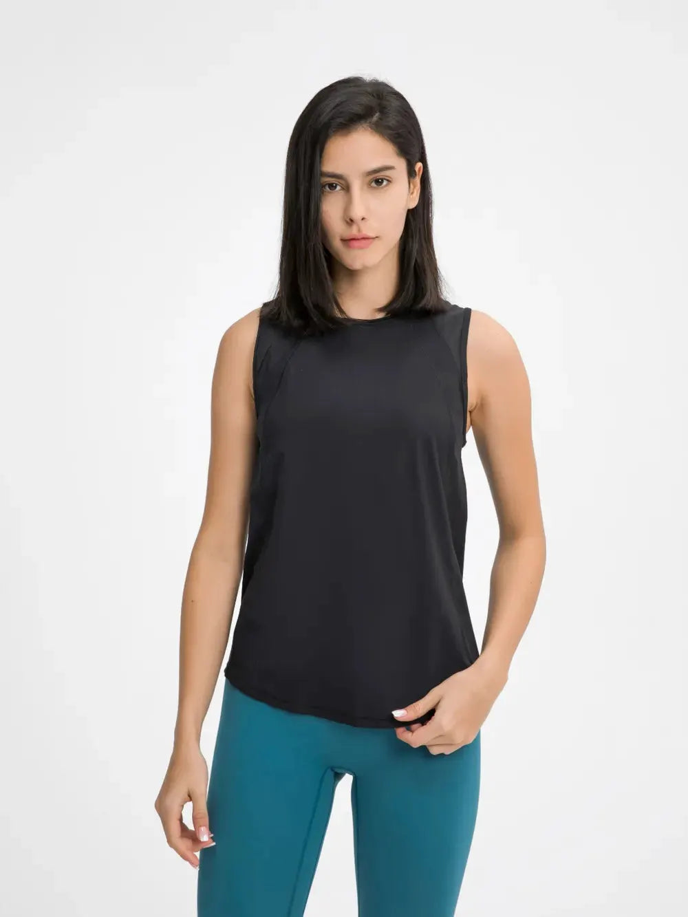 Millennia Cutout Back Round Neck Active Tank by Millennia